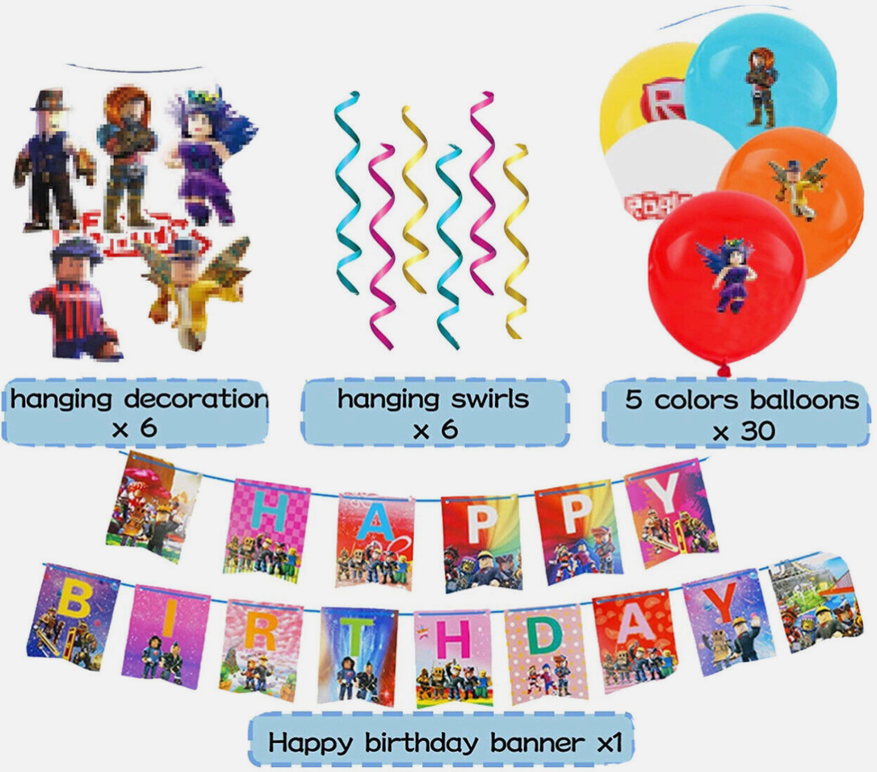 Roblox birthday party decorations 45pc set - NEW